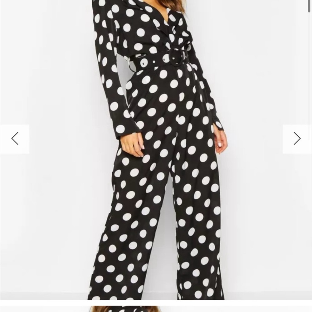 Polka Dot Jumpsuit - Black and White